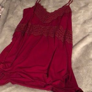Sex red mid drift see-through lace dress